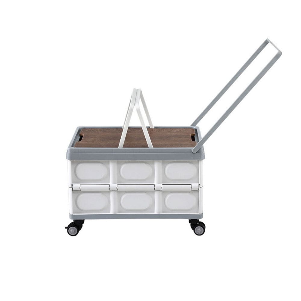Gardeon Home & Garden > Storage > Storage Boxes Gardeon Collapsible Outdoor Storage Box 54L Stackable Folding Camping Organizer Wheels Plywood Lid Beige