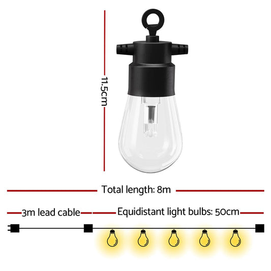 Gardeon Occasions > Party Lights > Coloured Lights Gardeon RGB Smart Festoon Lights Outdoor LED String Lights Waterproof WiFi APP