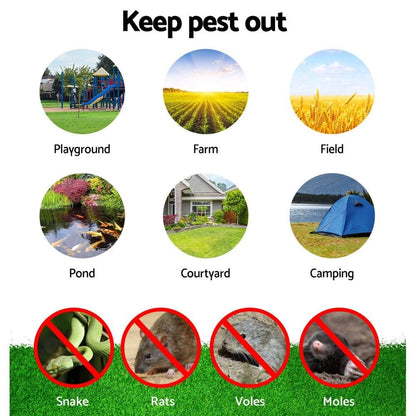 Gardeon Pet Care > Pest Control > Household Insect Repellents Gardeon 4X Solar LED Snake Repeller Pulse Plus Ultrasonic Pest Rodent Repellent