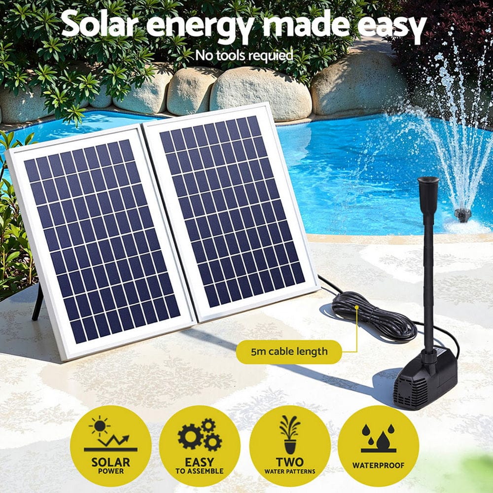 Gardeon Tools > Pumps > Pool Pumps Gardeon Solar Pond Pump Submersible Water Fountain Kit with 2 Panels 1600L/H