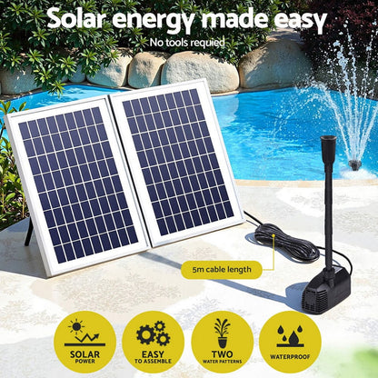 Gardeon Tools > Pumps > Pool Pumps Gardeon Solar Pond Pump Submersible Water Fountain Kit with 2 Panels 1600L/H