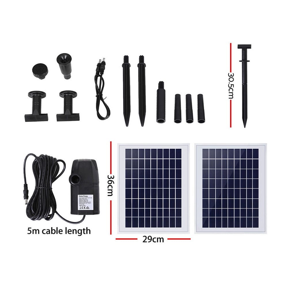Gardeon Tools > Pumps > Pool Pumps Gardeon Solar Pond Pump Submersible Water Fountain Kit with 2 Panels 1600L/H