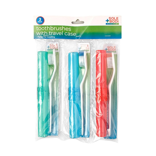 Generic 3 Pack Travel Toothbrush Set with Case Compact Portable Camping Oral Care