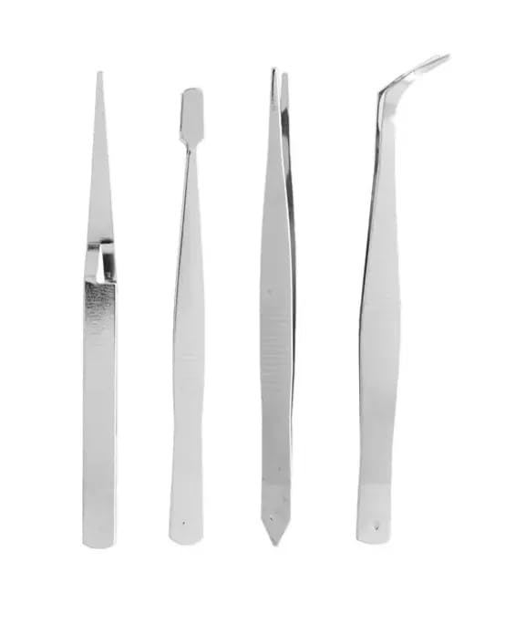 Generic 4pcs Stainless Steel Craft Tweezers Precision Tweezer Set Hobby Jewellery Nail kit