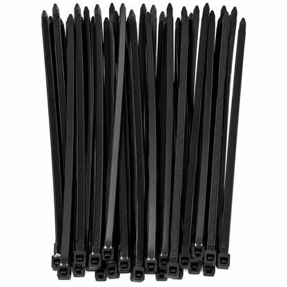 Generic Cable ties 20cm 50Pcs / Black Heavy Duty Cable Ties Zip Ties Plastic UV Stabilized Bulk Black White