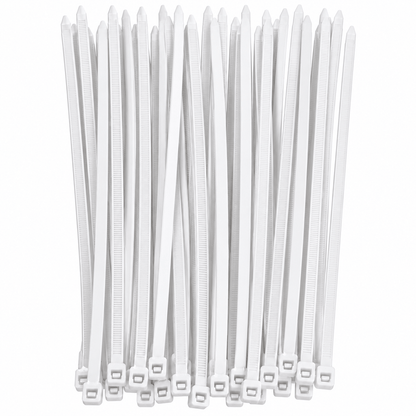 Generic Cable ties 20cm 50Pcs / White Heavy Duty Cable Ties Zip Ties Plastic UV Stabilized Bulk Black White