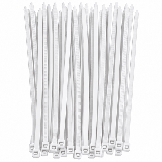 Generic Cable ties 20cm 50Pcs / White Heavy Duty Cable Ties Zip Ties Plastic UV Stabilized Bulk Black White
