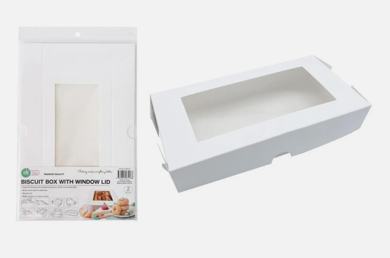 Generic Cake Boxes Window Biscuit Box Clear Lid 22.5x11.5x4CM Gift Cookie Box Party