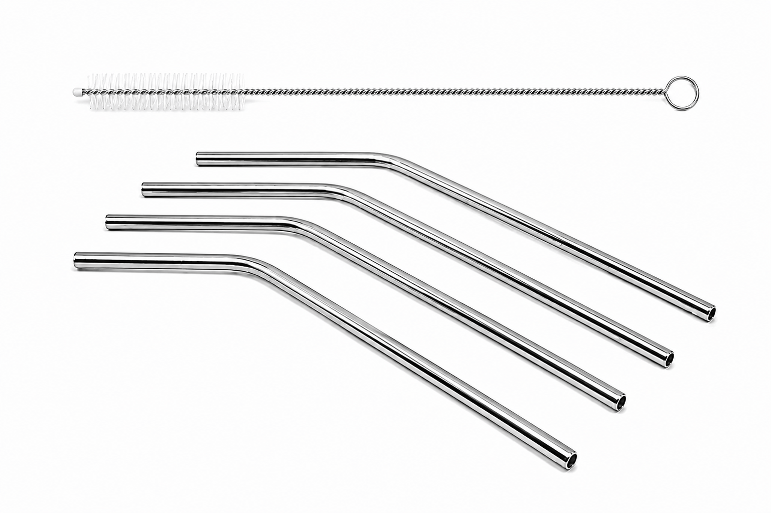 Generic Drinking straw 10pc Stainless Steel Metal Drinking Straw Straight Bend Reusable Washable Brush