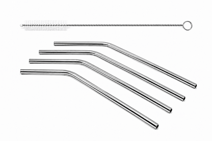 Generic Drinking straw 10pc Stainless Steel Metal Drinking Straw Straight Bend Reusable Washable Brush