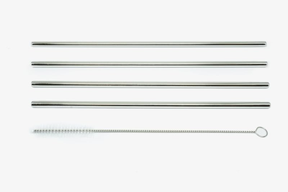 Generic Drinking straw 8X Stainless Steel Metal Drinking Straw Straight Bend Reusable Washable 2 Brush
