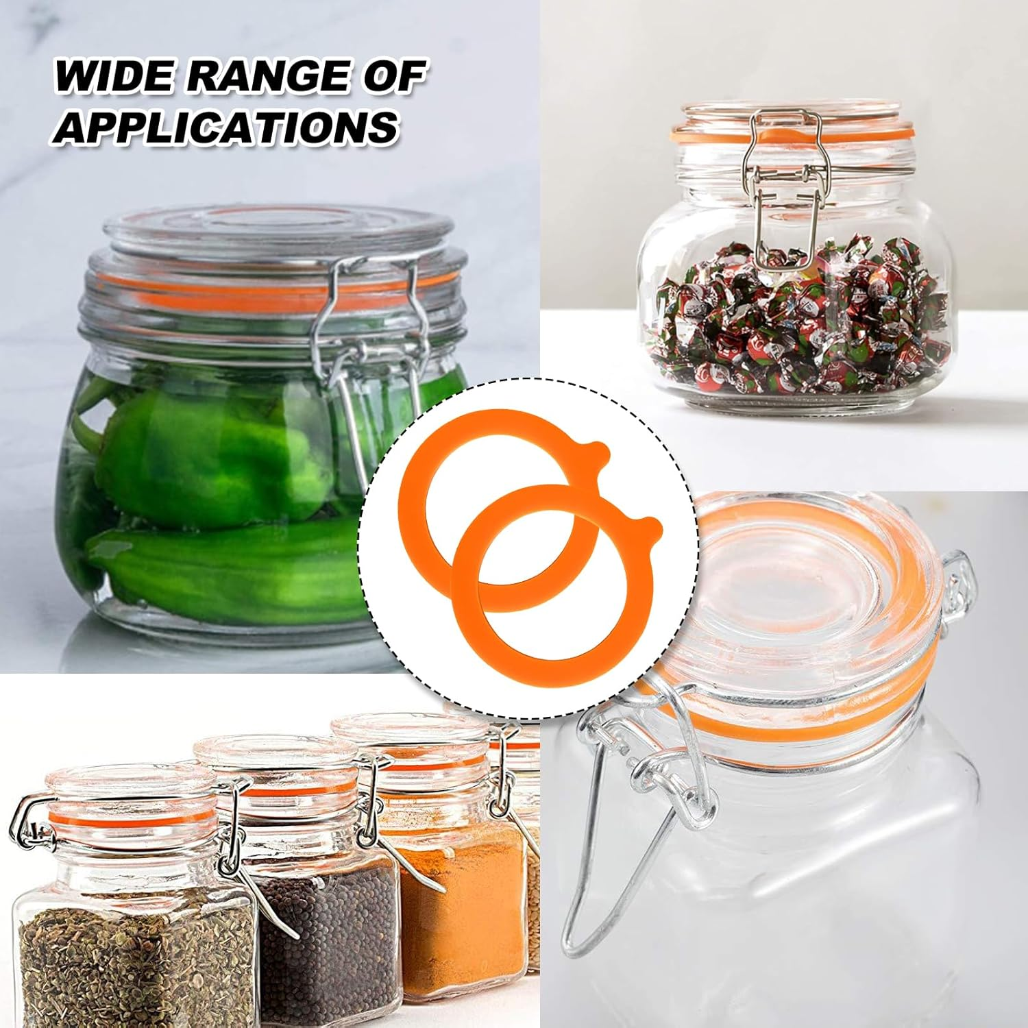 Generic Jar Seal 5x Silicone Gaskets Airtight Leak-proof Rubber Seal Rings for Clip Jar