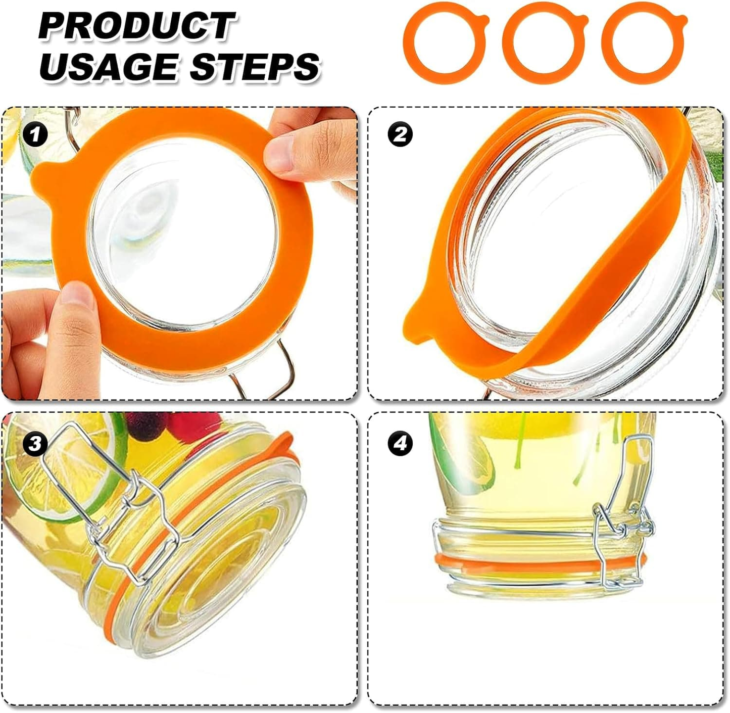 Generic Jar Seal 5x Silicone Gaskets Airtight Leak-proof Rubber Seal Rings for Clip Jar