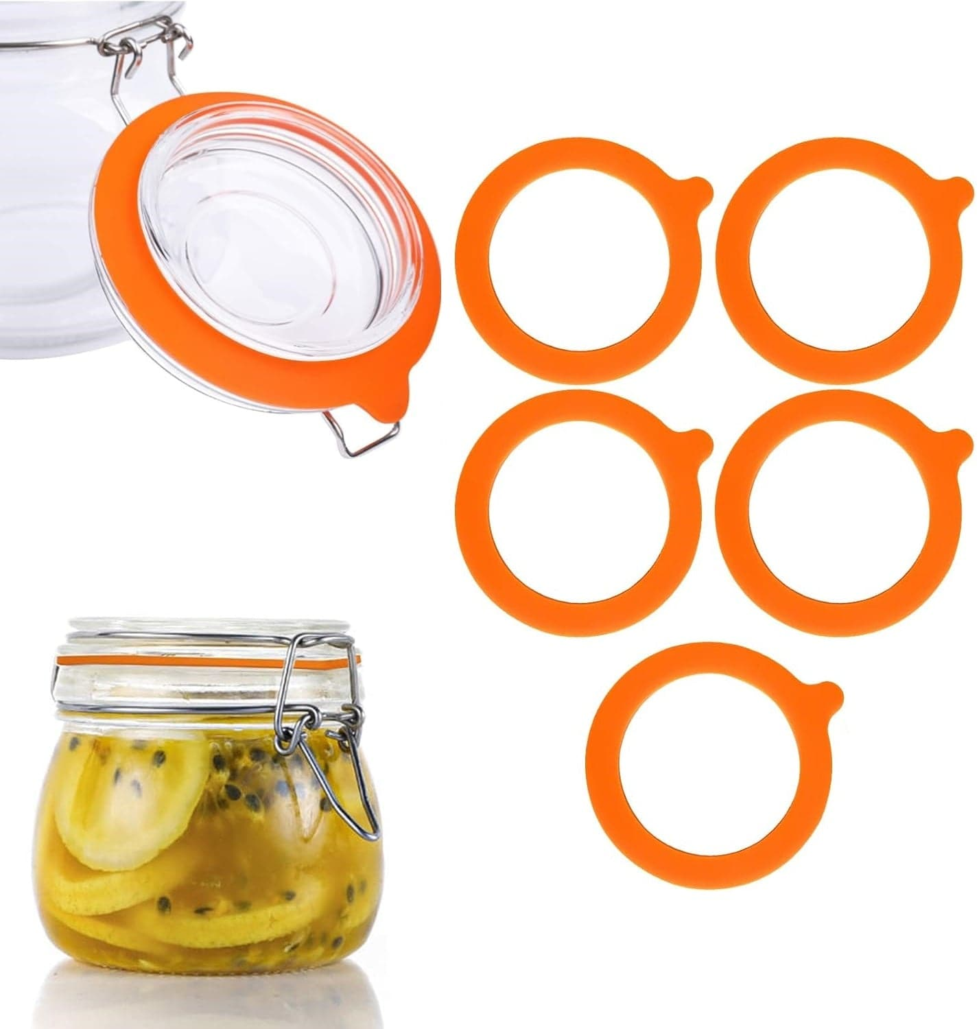 Generic Jar Seal 5x Silicone Gaskets Airtight Leak-proof Rubber Seal Rings for Clip Jar