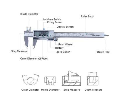 Generic Stainless Steel 150MM 6inch LCD Digital Electronic Vernier Caliper Gauge Tool