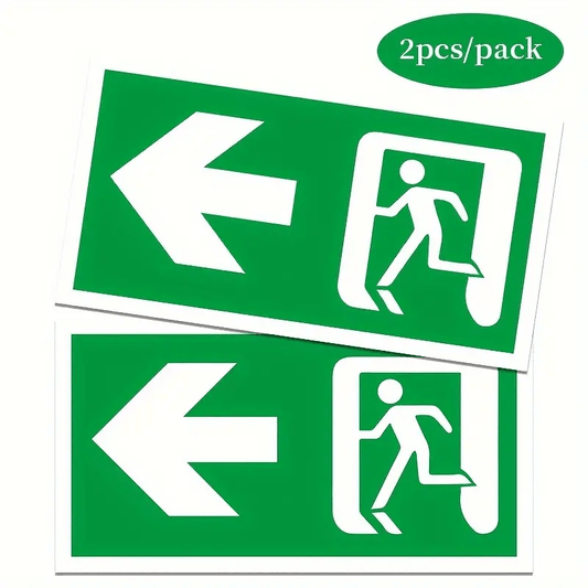 Generic Stickers 2pc Left Side Exit Sign Sticker Emergency Decal Office Warehouse Work Door Vinyl