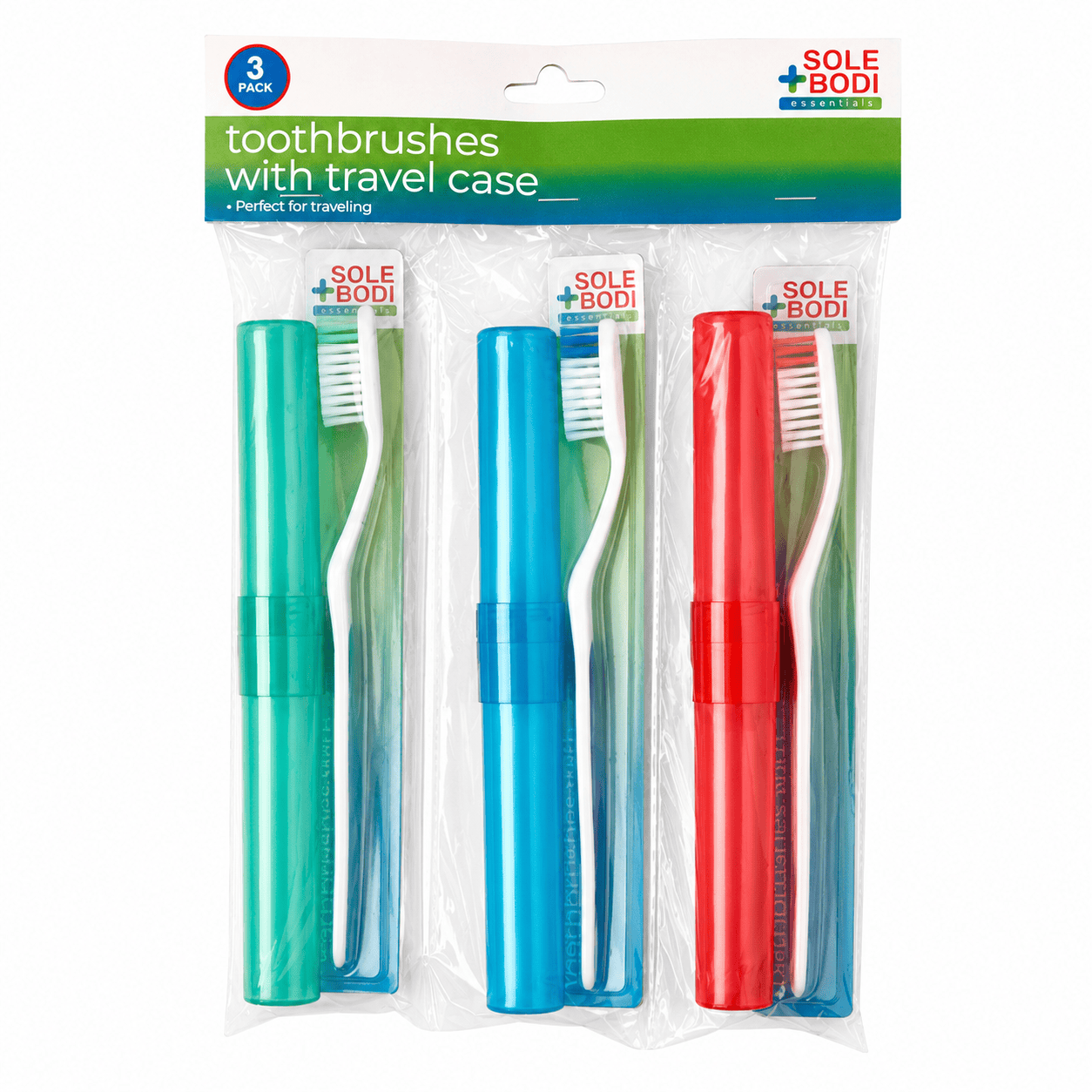 Generic Toothbrush 3 Pack Travel Toothbrush Set with Case Compact Portable Camping Oral Care