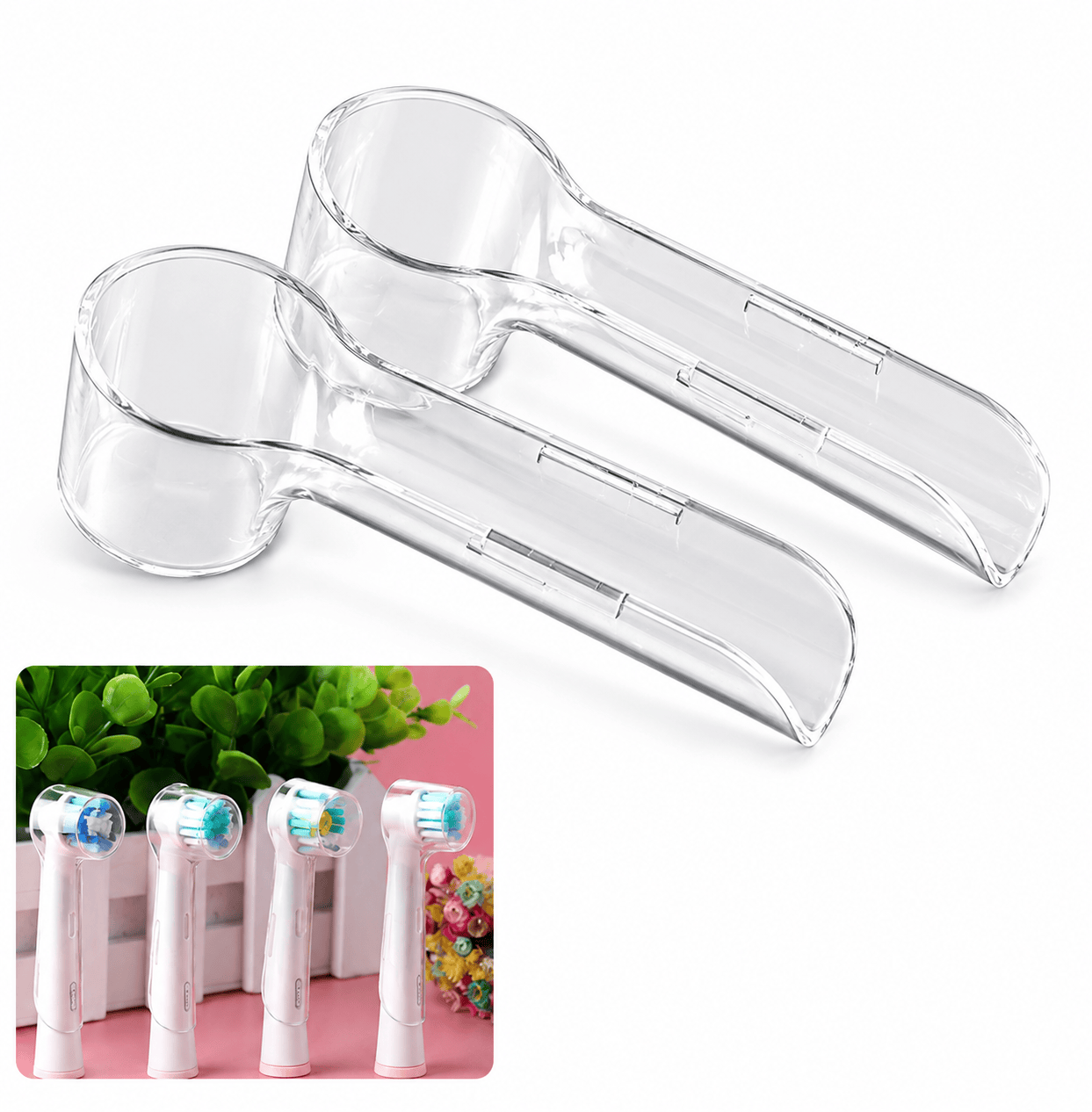 Generic toothbrush covers 4pc Electric Toothbrush Clear Round Head Cover Anti Dust for Oral B