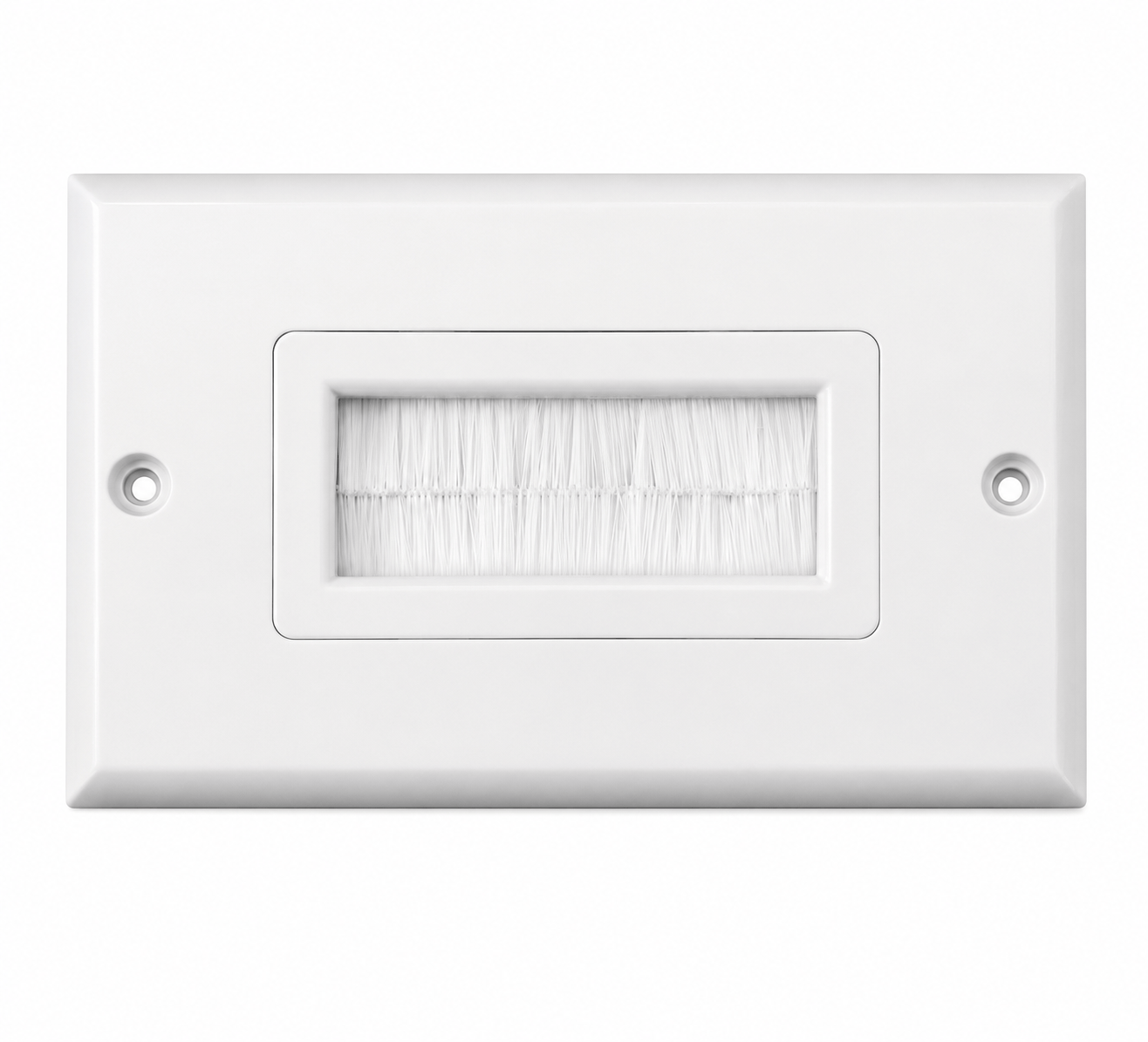 Generic White Brush Wall Plate Bristles Cables Port Insert Cover Outlet Mount Panel EB