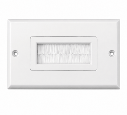 Generic White Brush Wall Plate Bristles Cables Port Insert Cover Outlet Mount Panel EB