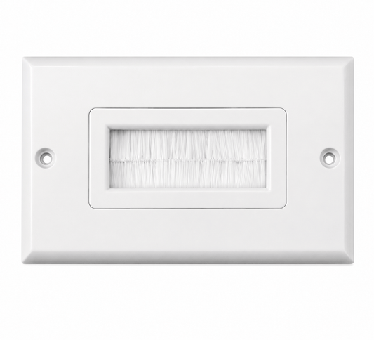 Generic White Brush Wall Plate Bristles Cables Port Insert Cover Outlet Mount Panel EB