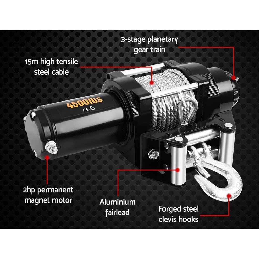 Giantz Auto Accessories > Auto Accessories Others > Automotive Lifts & Hoists Giantz 4WD Electric Car Winch 4500LBS/2041KG