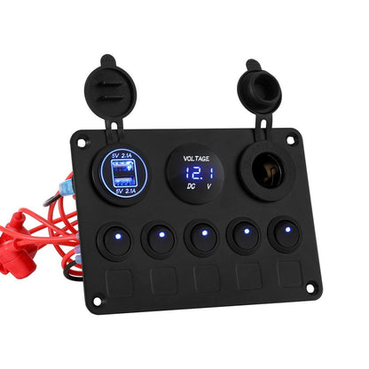 Giantz Baby & Kids > Ride On Cars, Go-karts & Bikes > Ride On Cars Giantz 5 Gang 12V Switch Panel For Car Boat Marine USB ON-OFF LED Rocker Toggle