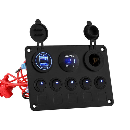 Giantz Baby & Kids > Ride On Cars, Go-karts & Bikes > Ride On Cars Giantz 5 Gang 12V Switch Panel For Car Boat Marine USB ON-OFF LED Rocker Toggle