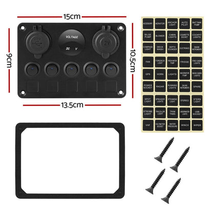 Giantz Baby & Kids > Ride On Cars, Go-karts & Bikes > Ride On Cars Giantz 5 Gang 12V Switch Panel For Car Boat Marine USB ON-OFF LED Rocker Toggle