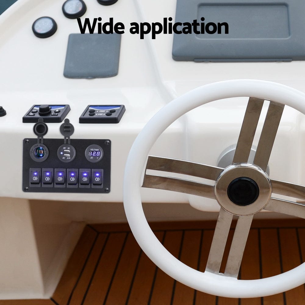 Giantz Baby & Kids > Ride On Cars, Go-karts & Bikes > Ride On Cars Giantz 6 Gang 12V Switch Panel For Car Boat Marine USB ON-OFF LED Rocker Toggle