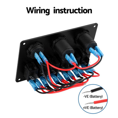Giantz Baby & Kids > Ride On Cars, Go-karts & Bikes > Ride On Cars Giantz 6 Gang 12V Switch Panel For Car Boat Marine USB ON-OFF LED Rocker Toggle