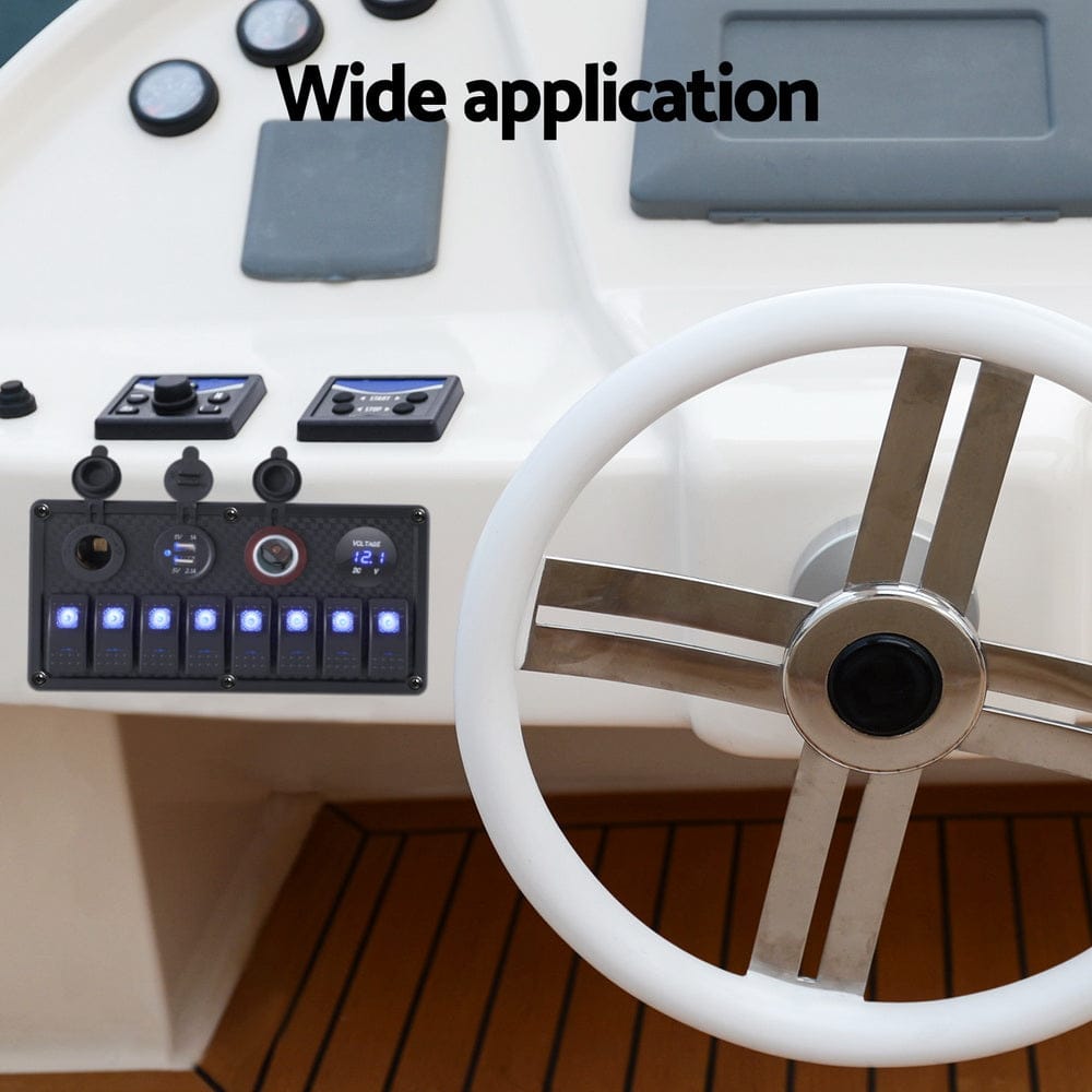 Giantz Baby & Kids > Ride On Cars, Go-karts & Bikes > Ride On Cars Giantz 8 Gang 12V Switch Panel For Car Boat Marine USB ON-OFF LED Rocker Toggle