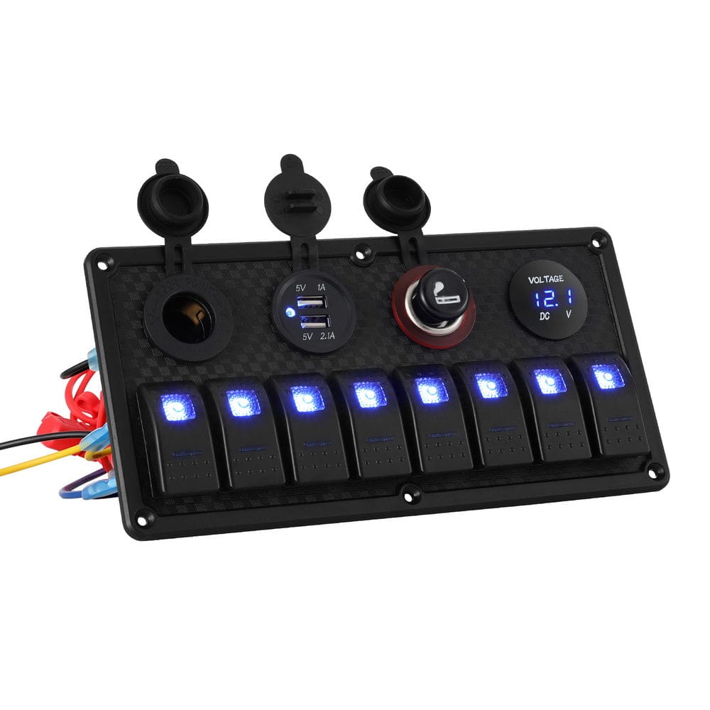 Giantz Baby & Kids > Ride On Cars, Go-karts & Bikes > Ride On Cars Giantz 8 Gang 12V Switch Panel For Car Boat Marine USB ON-OFF LED Rocker Toggle