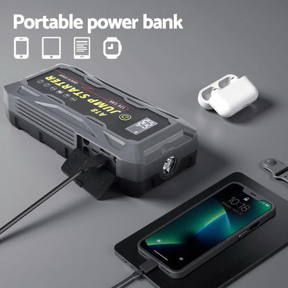 Giantz Electronics > Battery Chargers & Power > Power Banks & Chargers Giantz 2000A Portable Car Jump Starter 12V Lithium Battery Booster Pack Power Bank & Jumper Cables