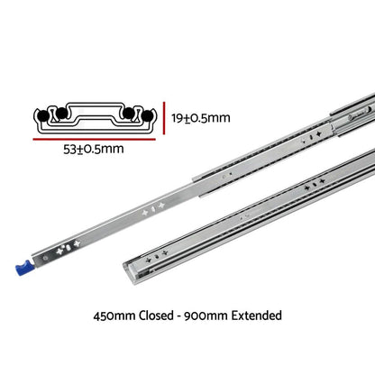 Giantz Home & Garden > DIY > Kitchen & Bathroom DIY Giantz 2x Drawer Slides Heavy Duty Full Extension Locking 450-900mm Length