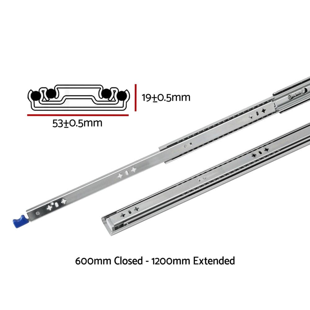 Giantz Home & Garden > DIY > Kitchen & Bathroom DIY Giantz 2x Drawer Slides Heavy Duty Full Extension Locking 600-1200mm Length