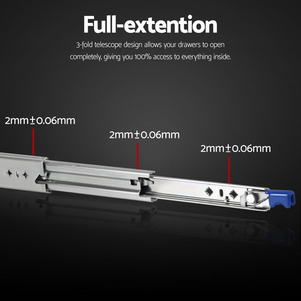 Giantz Home & Garden > DIY > Kitchen & Bathroom DIY Giantz 2x Drawer Slides Heavy Duty Full Extension Locking 600-1200mm Length