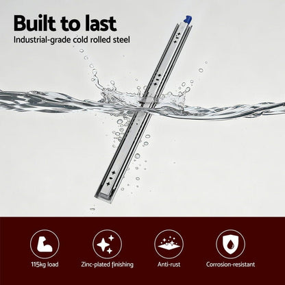 Giantz Home & Garden > DIY > Kitchen & Bathroom DIY Giantz 2x Drawer Slides Heavy Duty Full Extension Locking 700-1400mm Length