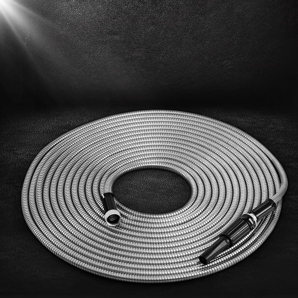 Giantz Home & Garden > Garden Tools > Garden Hoses Giantz Water Hose Stainless Steel 30M with Spray Nozzle