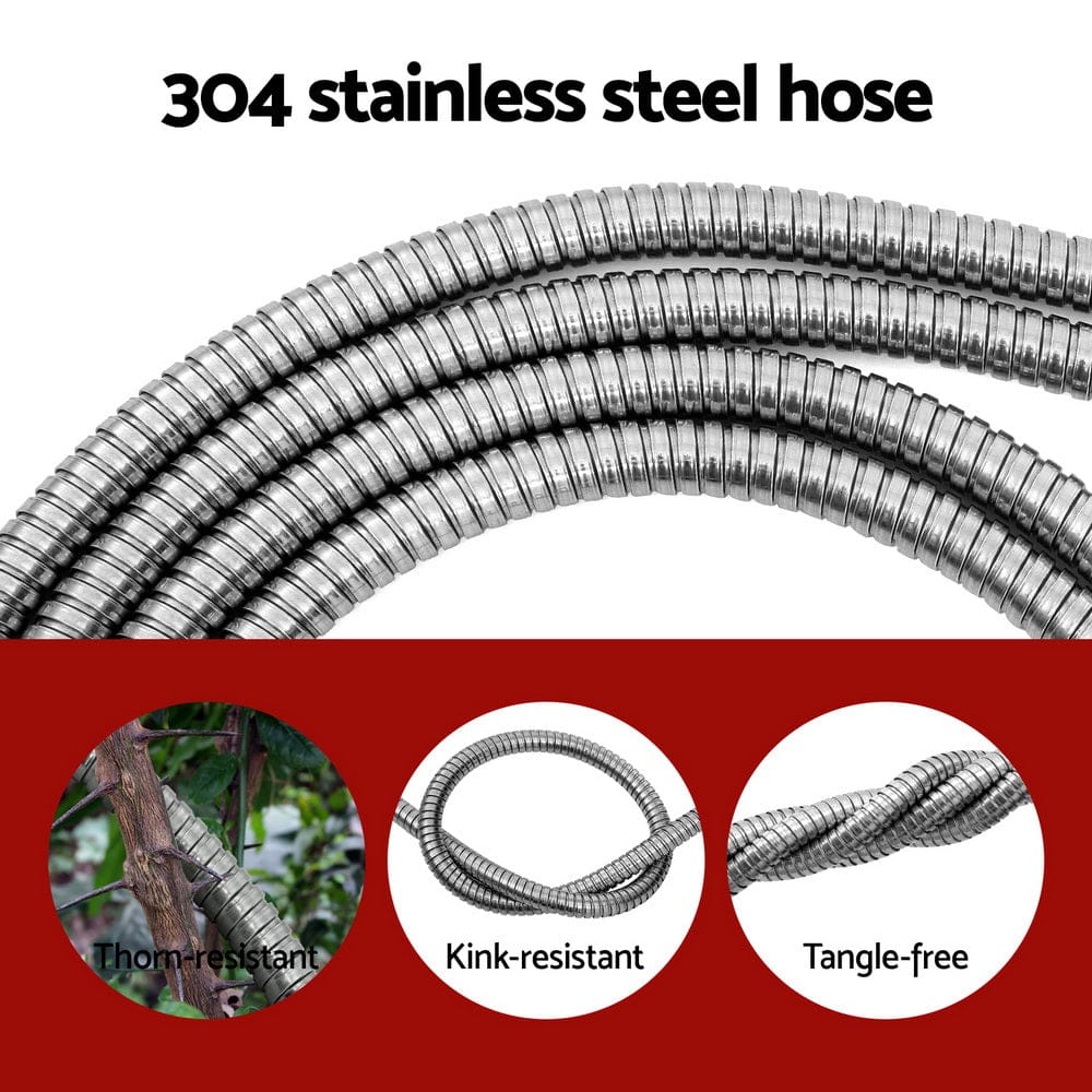 Giantz Home & Garden > Garden Tools > Garden Hoses Giantz Water Hose Stainless Steel 30M with Spray Nozzle