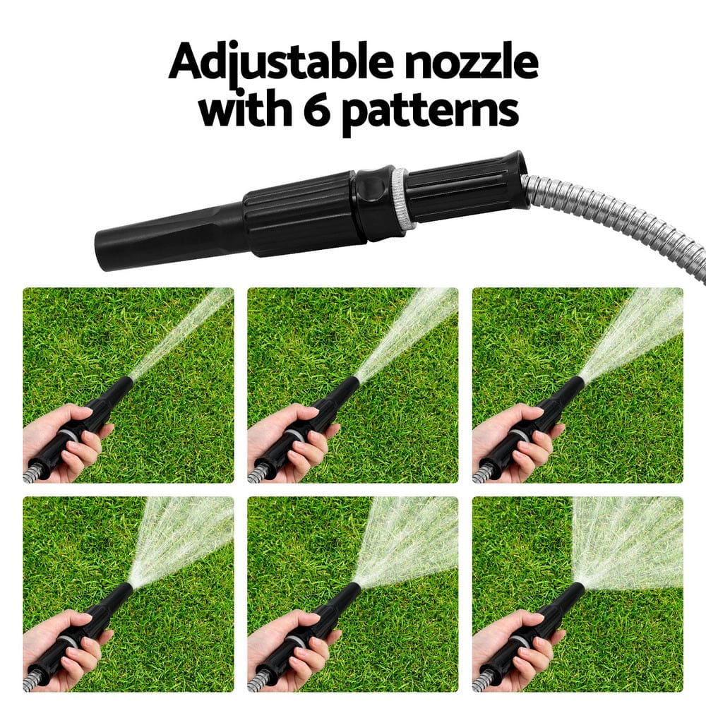 Giantz Home & Garden > Garden Tools > Garden Hoses Giantz Water Hose Stainless Steel 30M with Spray Nozzle