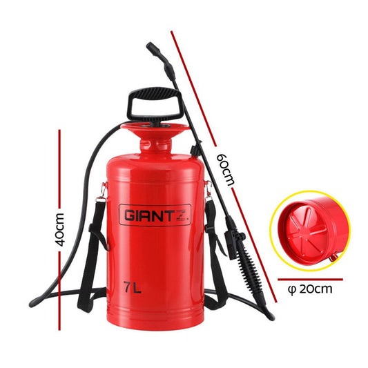 Giantz Home & Garden > Garden Tools > Gardening Accessories Giantz Weed Sprayer Pressure 7L Shoulder Pesticide Metal