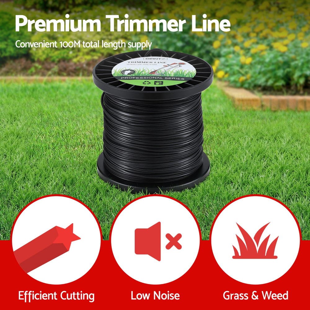 Giantz Home & Garden > Garden Tools > Gardening Tools Giantz 100M Whipper Snipper Trimmer Line 2.4mm Star Nylon String Cord Black