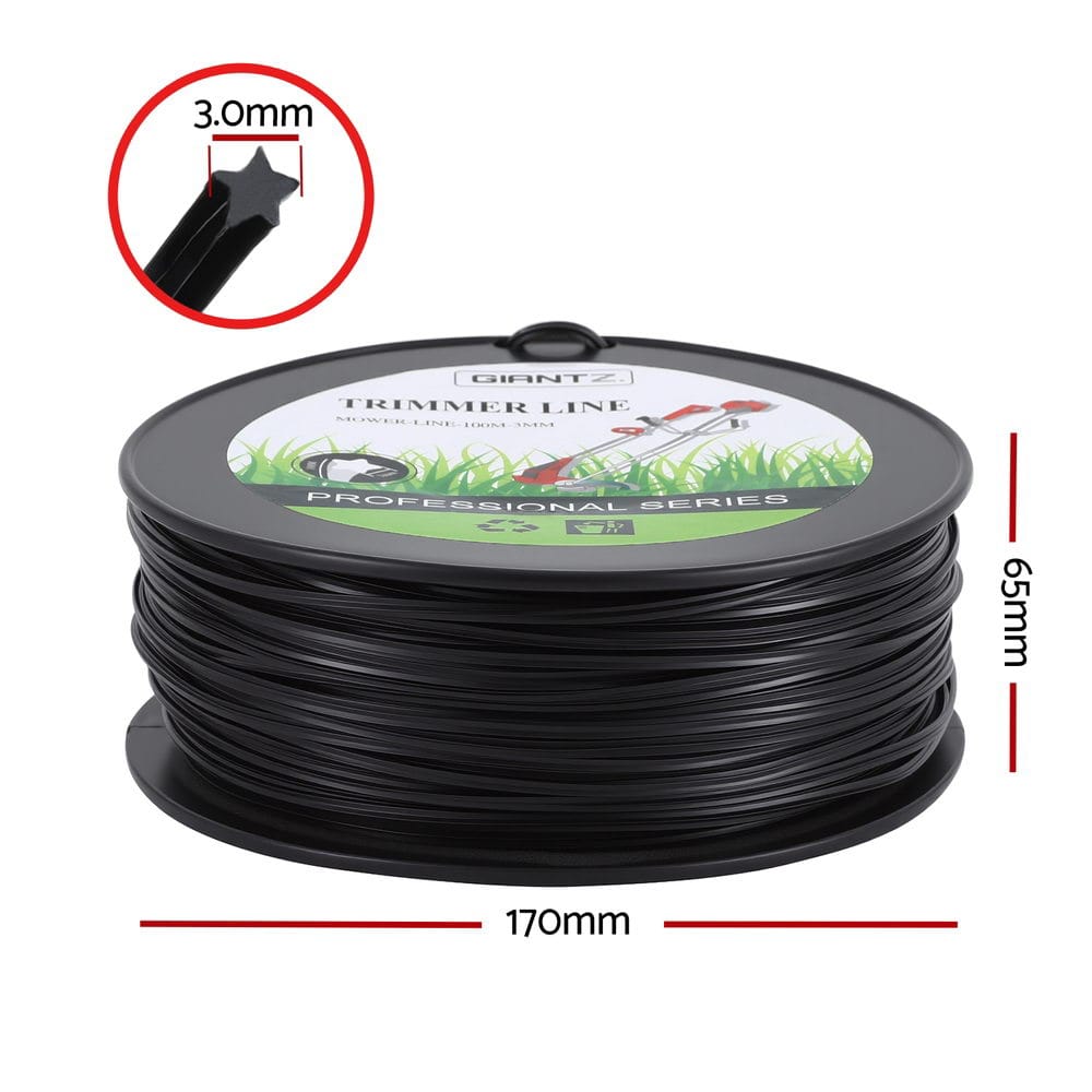 Giantz Home & Garden > Garden Tools > Gardening Tools Giantz 100M Whipper Snipper Trimmer Line 3.0mm Star Nylon String Cord Black