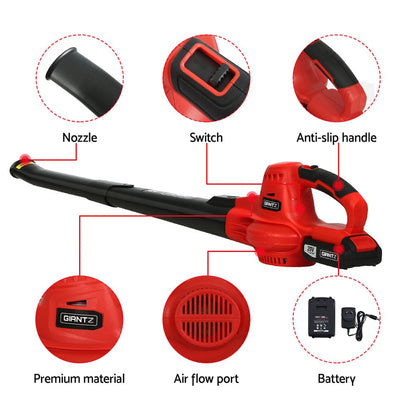 Giantz Home & Garden > Garden Tools > Leaf Blowers Giantz 20V Cordless Leaf Blower Garden Lithium Battery Electric Nozzles 2-Speed
