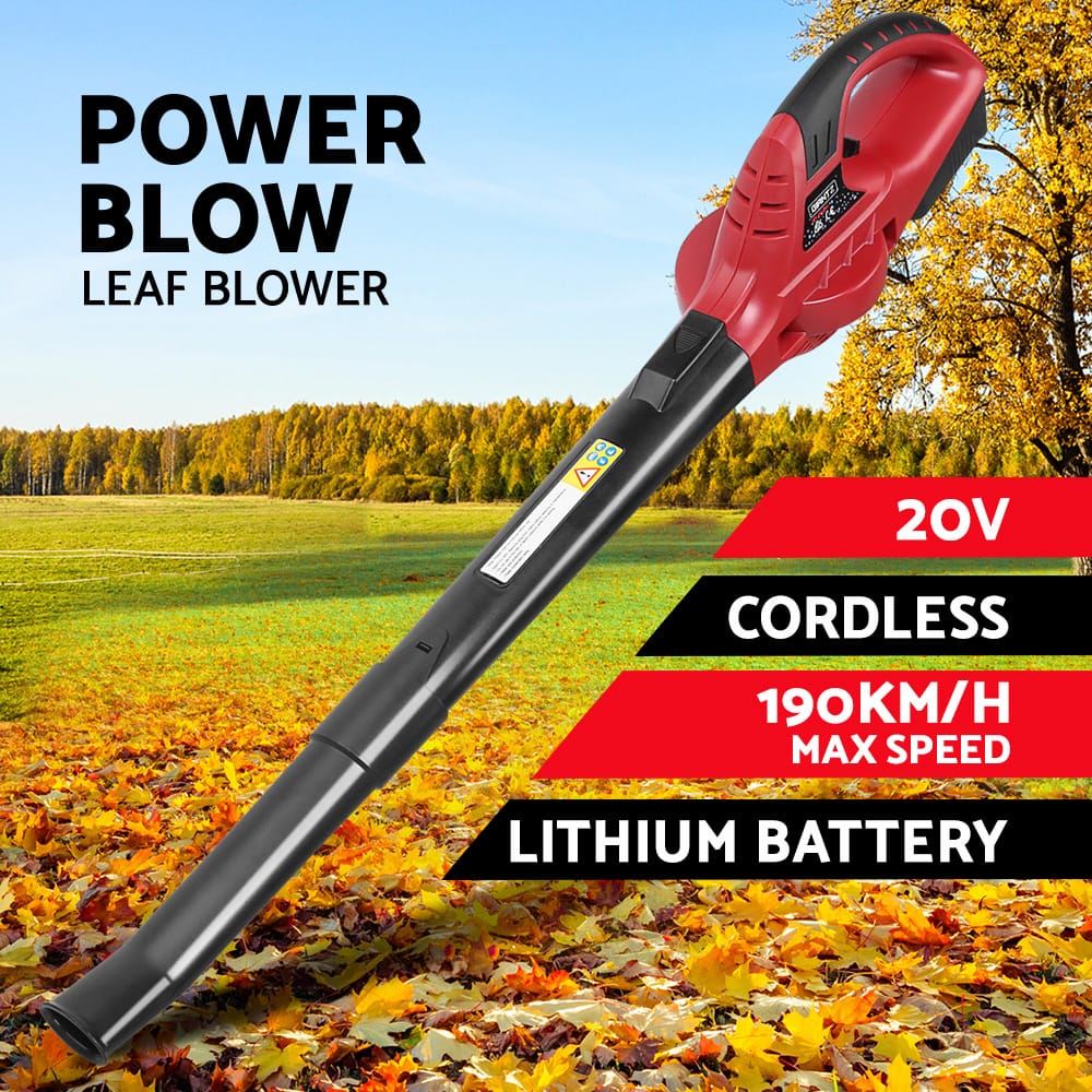 Giantz Home & Garden > Garden Tools > Leaf Blowers Giantz 20V Cordless Leaf Blower Garden Lithium Electric Battery Nozzles 2-Speed