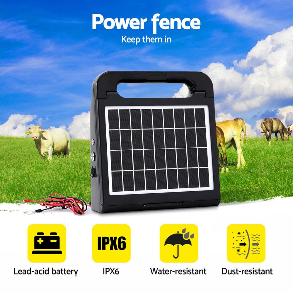 Giantz Home & Garden > Gate Openers > Fence & Gate Accessories Giantz 10km Electric Fence Energiser Solar Energizer Charger Farm Animal 0.3J