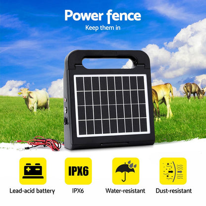 Giantz Home & Garden > Gate Openers > Fence & Gate Accessories Giantz 10km Electric Fence Energiser Solar Energizer Charger Farm Animal 0.3J