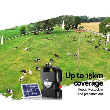 Giantz Home & Garden > Gate Openers > Fence & Gate Accessories Giantz Fence Energiser 15KM Solar Powered 0.8J Electric