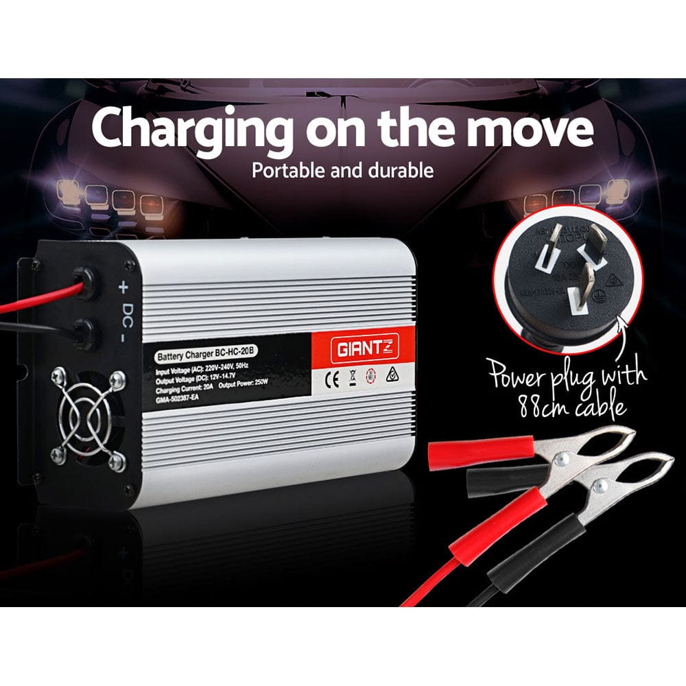 Giantz Outdoor Recreation > Camping > Batteries & Generators Giantz 12V 20A Car Battery Charger Inverter 20 Amp ATV 4WD Boat Caravan